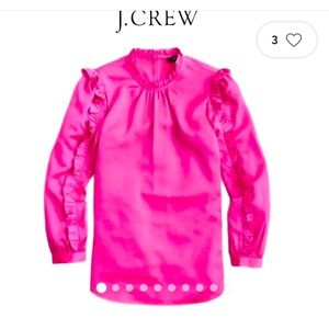 NWT- J Crew Women’s MED-satin hot pink ruffle top